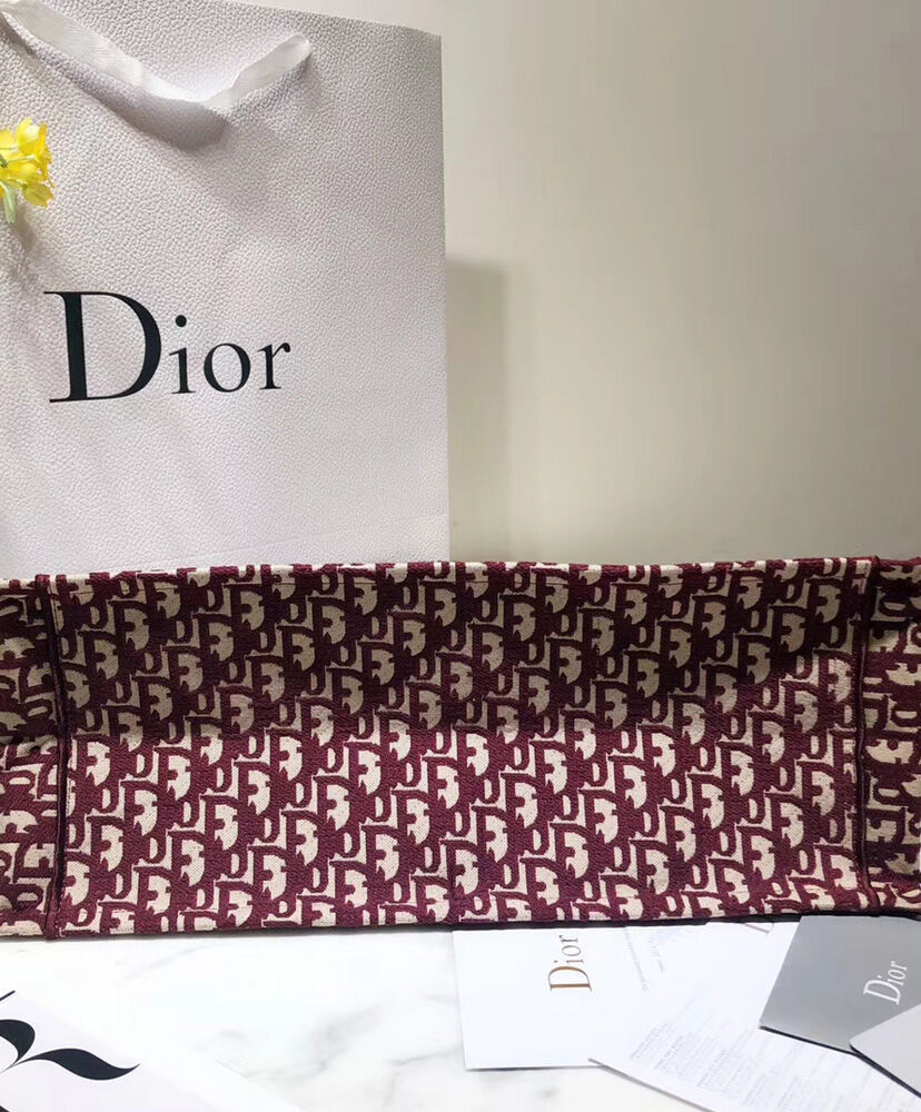 Christian Dior Book Tote Dior Oblique Canvas Bag Red